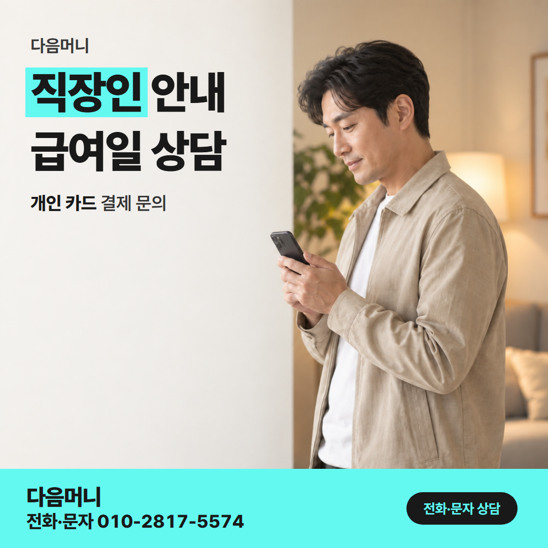 다음머니 성남카드깡 쇼핑 결제를 되돌린 직장인의 개인 카드